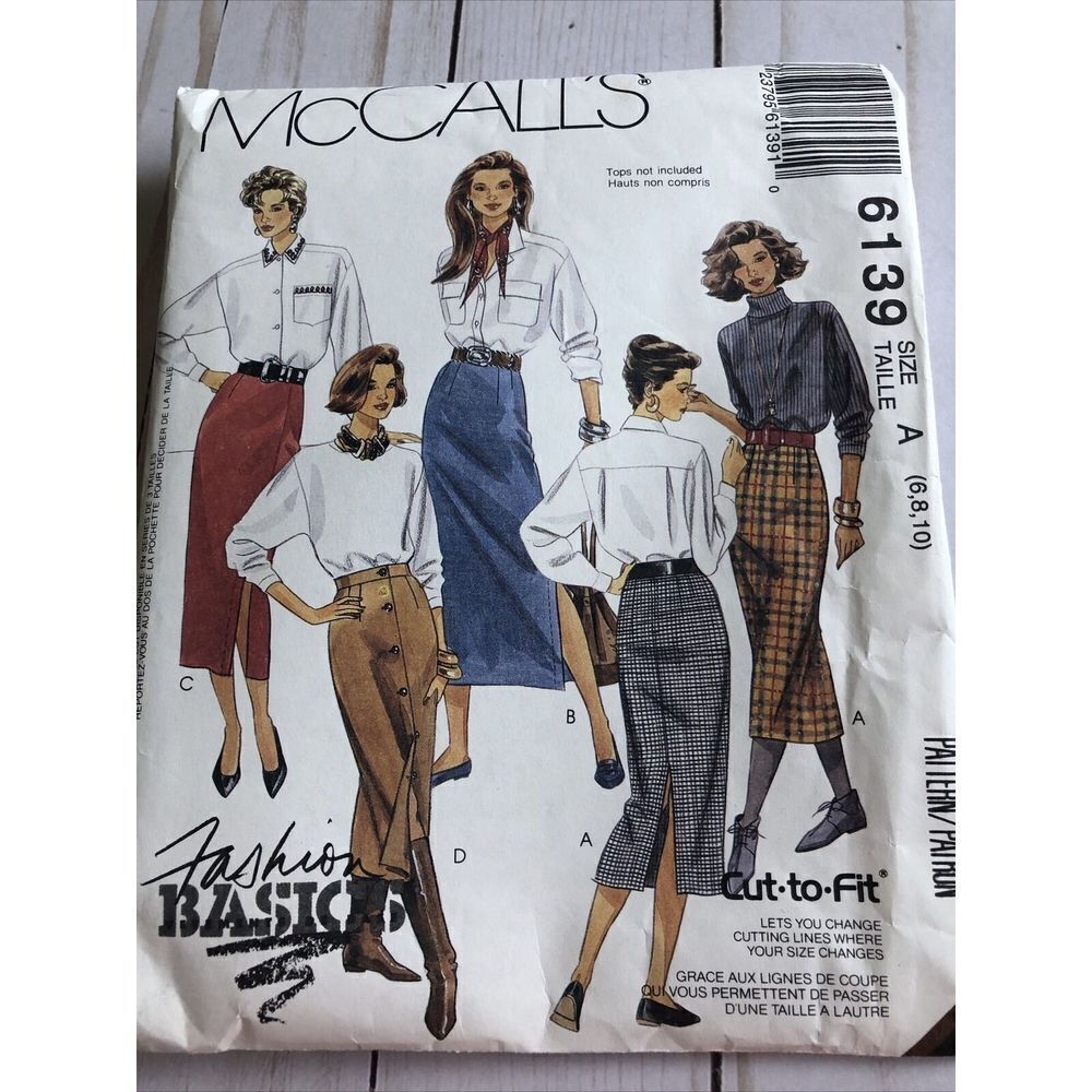 McCall’s 6139 Cut Skirt Pattern Size 6,8,10 Fashion Basics Cut To Fit